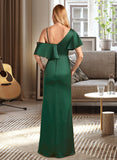 Eleanor Sheath/Column V-neck Floor-Length Satin Bridesmaid Dress With Split Front UKP0016621