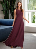 Donna A-Line Floor-Length Chiffon Lace Bridesmaid Dress UKP0016622