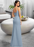 Mallory Sheath/Column V-Neck Floor-Length Chiffon Bridesmaid Dress UKP0016633