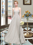 Ella A-line Sweetheart Floor-Length Chiffon Lace Bridesmaid Dress With Ruffle UKP0016635