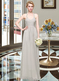 Ella A-line Sweetheart Floor-Length Chiffon Lace Bridesmaid Dress With Ruffle UKP0016635