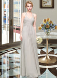 Ella A-line Sweetheart Floor-Length Chiffon Lace Bridesmaid Dress With Ruffle UKP0016635