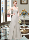 Ella A-line Sweetheart Floor-Length Chiffon Lace Bridesmaid Dress With Ruffle UKP0016635