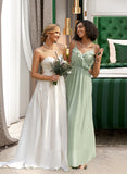 Henrietta A-Line V-neck Floor-Length Chiffon Bridesmaid Dress With Ruffle UKP0016637