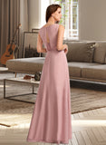 Pancy A-Line Floor-Length Chiffon Bridesmaid Dress With Bow(s) UKP0016645