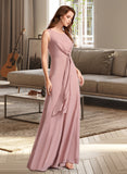 Pancy A-Line Floor-Length Chiffon Bridesmaid Dress With Bow(s) UKP0016645