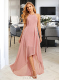 Serena A-Line Halter Asymmetrical Chiffon Bridesmaid Dress With Ruffle UKP0016649