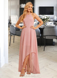 Serena A-Line Halter Asymmetrical Chiffon Bridesmaid Dress With Ruffle UKP0016649