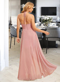 Serena A-Line Halter Asymmetrical Chiffon Bridesmaid Dress With Ruffle UKP0016649