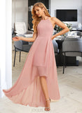 Serena A-Line Halter Asymmetrical Chiffon Bridesmaid Dress With Ruffle UKP0016649