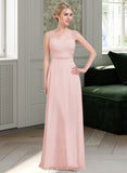 Kamora A-Line Sweetheart Floor-Length Chiffon Charmeuse Lace Bridesmaid Dress With Ruffle UKP0016652