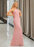 Sasha Trumpet/Mermaid High Neck Floor-Length Chiffon Bridesmaid Dress With Lace UKP0016653