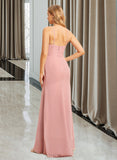 Sasha Trumpet/Mermaid High Neck Floor-Length Chiffon Bridesmaid Dress With Lace UKP0016653