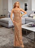 Alena Trumpet/Mermaid One-Shoulder Floor-Length Sequined Bridesmaid Dress With Sequins UKP0016655