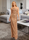 Alena Trumpet/Mermaid One-Shoulder Floor-Length Sequined Bridesmaid Dress With Sequins UKP0016655