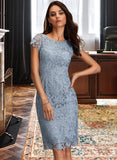 Rebekah Sheath/Column Scoop Neck Knee-Length Lace Bridesmaid Dress With Lace UKP0016658