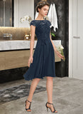 Ashanti A-Line Scoop Neck Knee-Length Chiffon Lace Bridesmaid Dress With Bow(s) UKP0016664