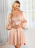 Kate Sequins Square Neck Long Sleeves Elegant A-line Sequined Mini Dresses UKP0016672