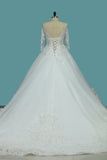 Marvelous Wedding Dresses Scoop Lace Up With Rhinestones Royal Train