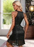 Angelina Round Neck Sleeveless Elegant Bodycon Sequined Mini Dresses UKP0016688