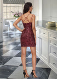 Urania Bodycon Scoop Neck Short/Mini Sequined Homecoming Dress With Sequins UKP0016698