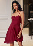 Toni Sheath/Column V-neck Short/Mini Sequined Jersey Homecoming Dress With Sequins Cascading Ruffles UKP0016714