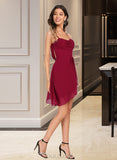 Toni Sheath/Column V-neck Short/Mini Sequined Jersey Homecoming Dress With Sequins Cascading Ruffles UKP0016714