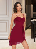 Toni Sheath/Column V-neck Short/Mini Sequined Jersey Homecoming Dress With Sequins Cascading Ruffles UKP0016714