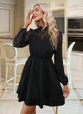 Ashlee Round Neck Long Sleeves Elegant A-line Polyester Mini Dresses UKP0016749