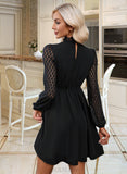 Ashlee Round Neck Long Sleeves Elegant A-line Polyester Mini Dresses UKP0016749