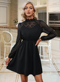 Ashlee Round Neck Long Sleeves Elegant A-line Polyester Mini Dresses UKP0016749