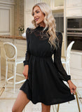 Ashlee Round Neck Long Sleeves Elegant A-line Polyester Mini Dresses UKP0016749