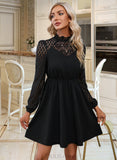 Ashlee Round Neck Long Sleeves Elegant A-line Polyester Mini Dresses UKP0016749