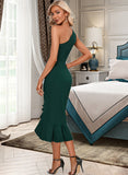 Marley Split Front Ruffled Knot One Shoulder Sleeveless Elegant Bodycon Cotton Blends Asymmetrical Dresses UKP0016753