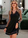 Mikayla V-Neck Long Sleeves Elegant Sheath Cotton Mini Dresses UKP0016760