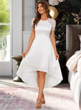 Liliana Round Neck Short Sleeves Elegant A-line Satin Midi Dresses UKP0016764