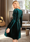 Kendall Round Neck Long Sleeves Elegant A-line Velvet Mini Dresses UKP0016766