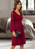 Jaylene Lace V-Neck Long Sleeves Elegant A-line Lace Mini Dresses UKP0016786