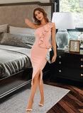 Sanaa One Shoulder Sleeveless Sexy Bodycon Cotton Blends Midi Dresses UKP0016799