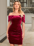 Gertrude Off the Shoulder Sleeveless Elegant Bodycon Velvet Mini Dresses UKP0016800