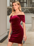 Gertrude Off the Shoulder Sleeveless Elegant Bodycon Velvet Mini Dresses UKP0016800