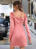 Catherine Cowl Neck Long Sleeves Elegant A-line Satin Mini Dresses UKP0016802