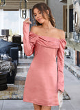 Catherine Cowl Neck Long Sleeves Elegant A-line Satin Mini Dresses UKP0016802