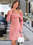 Catherine Cowl Neck Long Sleeves Elegant A-line Satin Mini Dresses UKP0016802