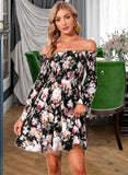 Madeleine Off the Shoulder Long Sleeves Vacation A-line Chiffon Mini Dresses UKP0016819