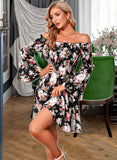 Madeleine Off the Shoulder Long Sleeves Vacation A-line Chiffon Mini Dresses UKP0016819