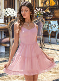 Maritza V-Neck Sleeveless Elegant A-line Chiffon Mini Dresses UKP0016841