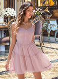 Maritza V-Neck Sleeveless Elegant A-line Chiffon Mini Dresses UKP0016841