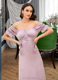 Dalia V-Neck Short Sleeves Elegant Sheath Satin Midi Dresses UKP0016847