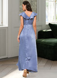 Jaylyn Split Front Cowl Neck Sleeveless Elegant A-line Satin Midi Dresses UKP0016856